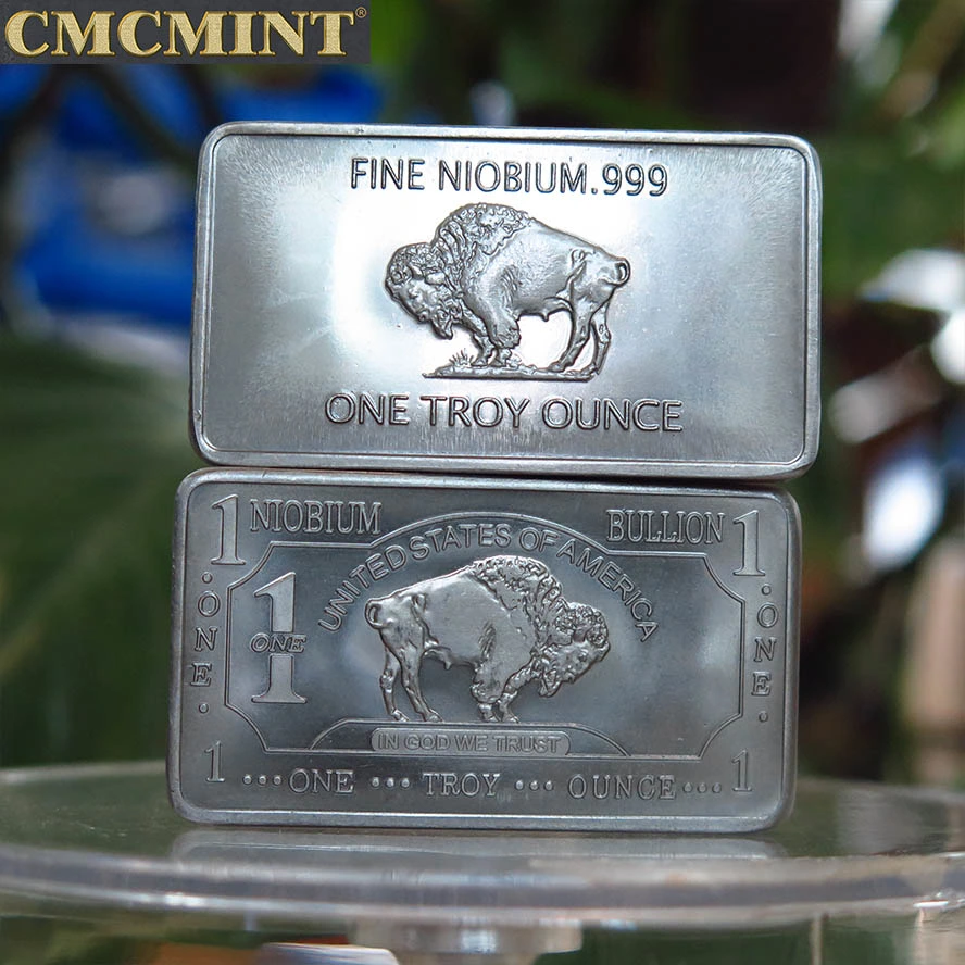 Metal Crafts 1 Oz 999 Fine Niobium Bullion Buffalo Antique Bars